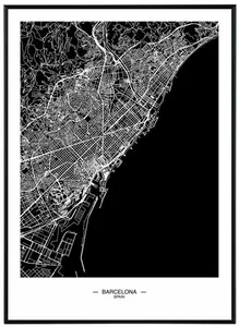 Mapa Barcelony - Umělecký tisk 50x70 cm
