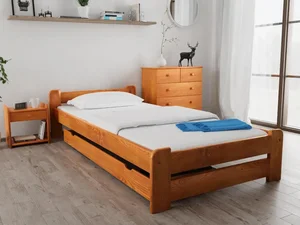 Masivní postel Emily 90x200 cm s dekorem olše