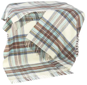 Merino a kašmír deka White Aqua Rust Plaid 180x136 cm