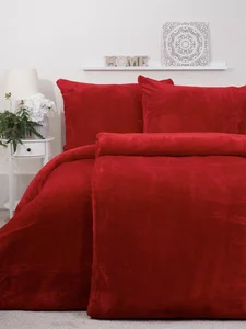 Mikroplyšové povlečení Laura tmavě červená