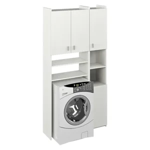 MIRALI – Bílá skříňka nad pračku s regálem