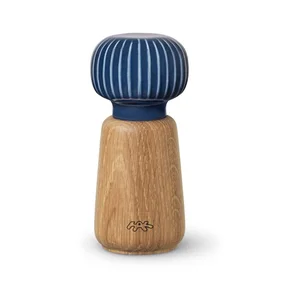 Mlýnek na koření Hammershoi – dubové dřevo s porcelánovým detailem, 13 cm