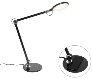 Moderní černá stolní lampa s LED a indukční nabíjením