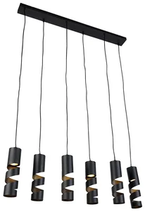 Moderní černá závěsná lampa s 6 zdroji - Stream