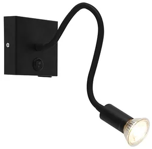 Moderní černé nástěnné LED svítidlo s USB a flexibilním ramenem