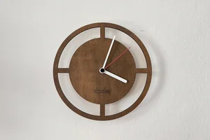 Moderní dřevěné hodiny Clocker s kruhovým designem - Bílá ručička