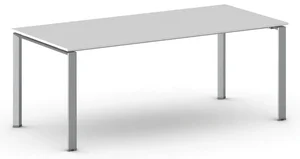 Moderní kancelářský stůl PRIMO INFINITY, 200x90 cm, bílý se šedostříbrnou konstrukcí