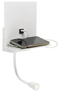 Moderní LED nástěnná lampa s USB a flexibilním ramenem