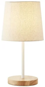 Moderní stolní lampa LUNDE s textilním stínidlem a dřevěnými prvky