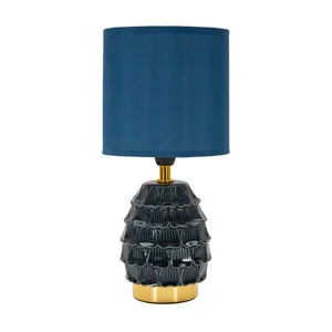 Modrá keramická stolní lampa Pigny