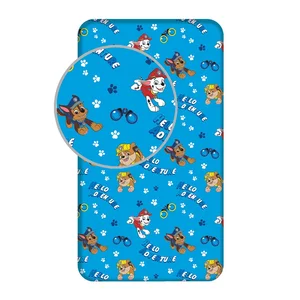 Modré bavlněné napínací prostěradlo Paw Patrol 90x200 cm
