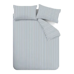 Modré flanelové povlečení 230x220 cm Stripe – Catherine Lansfield