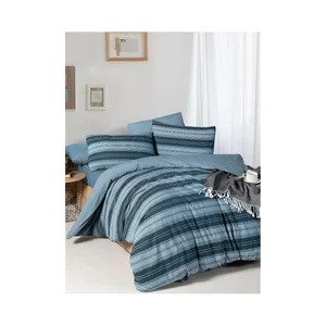 Modré ložní povlečení Stripes 4dílné pro dvoulůžko 200x220 cm