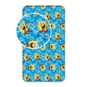 Modré napínací dětské prostěradlo 90×200 cm SpongeBob – Jerry Fabrics