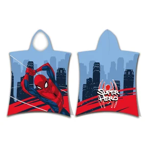 Modro-červené dětské froté pončo Spider-Man