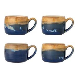 Modro-hnědé kameninové hrnky Sheen 400 ml, sada 4 ks