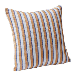 Modro-hnědý bavlněný polštář Hübsch Rita 50 × 50 cm