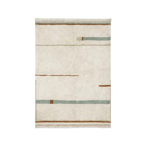 Modro-krémový ručně tkaný bavlněný koberec 140x200 cm Lanes Vintage Blue