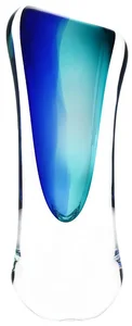 Modro-tyrkysová ručně tvarovaná skleněná váza 25 cm od českých mistrů Artcristal Bohemia