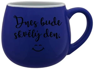 Modrý keramický hrníček 300 ml s motivem dnešního skvělého dne