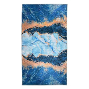 Modrý koberec s zlatým akcentem 180x120 cm