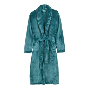 Modrý mikroplyšový župan XL/XXL – Polyvelvet Good Morning