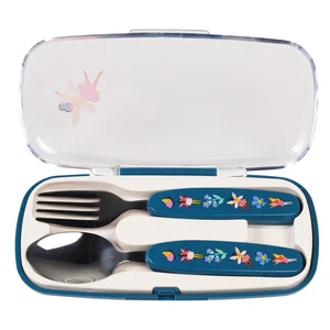 Modrý nerezový dětský příbor 2 ks – Fairies in the Garden, Rex London