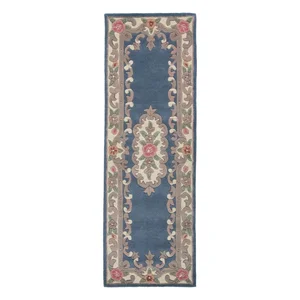 Modrý vlněný koberec Flair Rugs Aubusson 67x210 cm