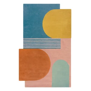 Modrý vlněný koberec Lozenge Bright Multi 120x180 cm