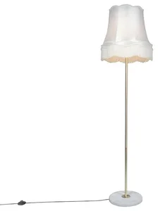 Mosazná stojací lampa s krémovým stínidlem