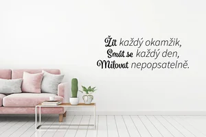 Motivační samolepka na zeď Žít, Smát se, Milovat