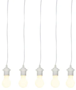 Movable Set of 5 White Lamp Holders with Bulbs