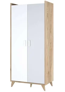 MOYA 2D Šatní skříň – dub castello, šedá/bílá