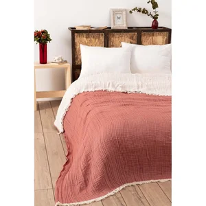 Mušelínový přehoz na dvoulůžko 230×250 cm – cihlová, Mijolnir