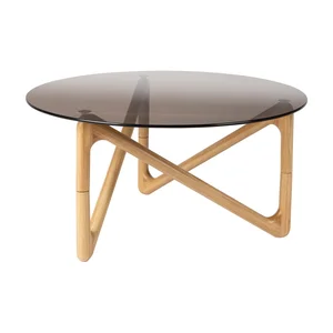 Naia Konferenční stolek s skleněnou deskou, přírodní, 80 cm