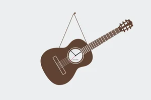 Nalepovací dřevěné hodiny Guitar s motivem Nugátová hnědá