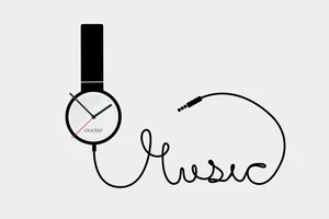 Nalepovací Hodiny Headphones s Bílým Ciferníkem