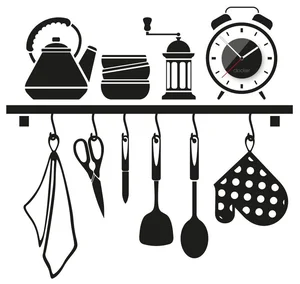 Nalepovací Nástěnné Hodiny Clocker - Černý Ciferník pro Kuchyňský Design