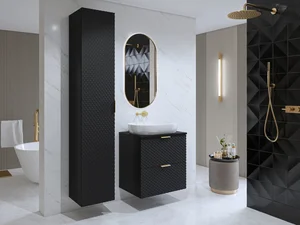 NALLON koupelnová sestava 2 se skříňkou pod umyvadlo 60 cm – černý onyx a pyramidkový vzor
