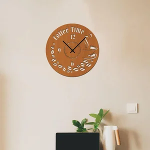 Nástěnné hodiny Coffee Time s dřevěným dekorem