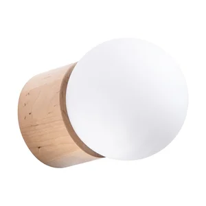 Nástěnné svítidlo Surtur Sollux, bílé/přírodní, Ø12 cm