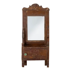 Nástěnné zrcadlo Sehar s dřevěným rámem 17,5x43 cm