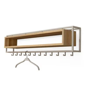 Nástěnný věšák se dřevěnou poličkou, 118 cm – School, Spinder Design