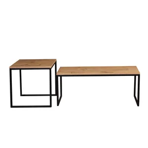 NATI konferenční stolky zlatý dub craft/černá