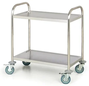 Nerezový skladovací vozík s dvojitou policí 710x410 mm