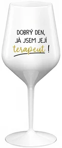 Nerozbitná sklenice na víno s motivem Dobrý den, já jsem její terapeut! – 470 ml