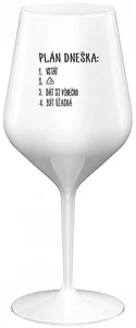 Nerozbitná sklenice na víno s motivem Plán dneška – Vstát, 470 ml