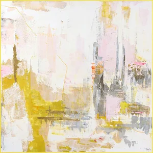 New Age Yellow: obraz 102×102 cm s rámem