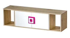 NIKO Závěsná police 12 dub jasný, bílá, růžová