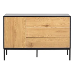 Nízká dubová komoda Seaford 120x82 cm černo-přírodní